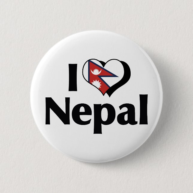 I Kärlek Nepal Flagga Knapp (Framsida)
