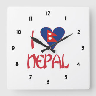 I Kärlek Nepal Fyrkantig Klocka