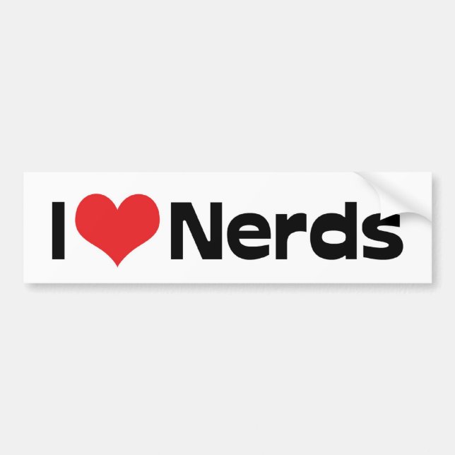 I Kärlek Nerds Bumper Sticker Bildekal (Framsidan)