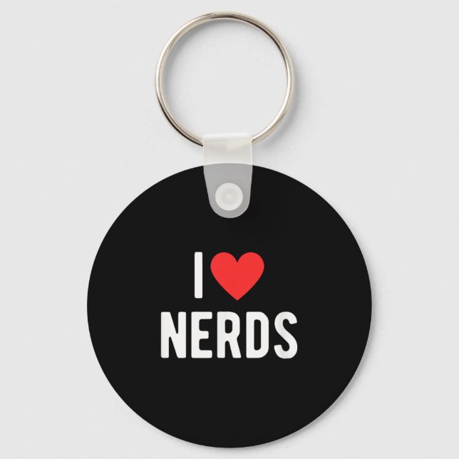 I Kärlek Nerds Funny Geeky Graphic Heart Nerd Nyckelring (Framsida)
