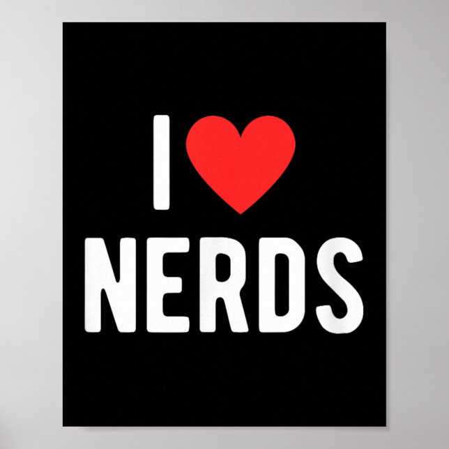 I Kärlek Nerds Funny Geeky Graphic Heart Nerd Poster (Framsidan)