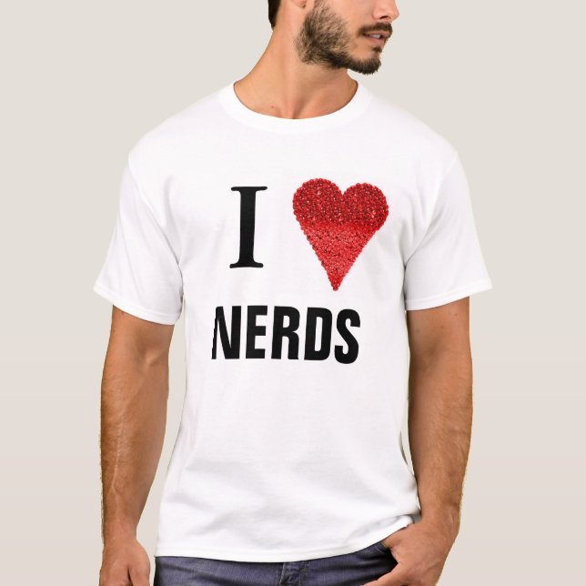 I Kärlek Nerds Red Heart Shape T-Shirt (Framsida)