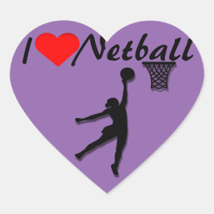I Kärlek Netball Bild Hjärtformat Klistermärke