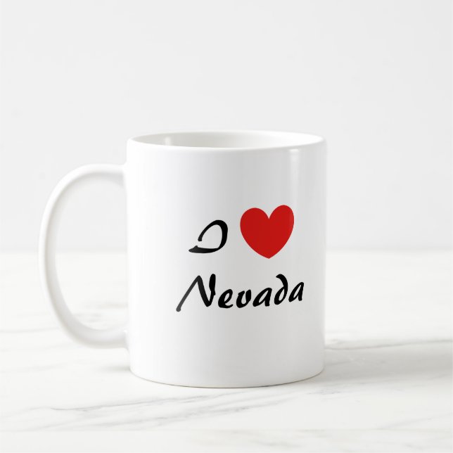 I Kärlek Nevada Heart Typography Coffee Mugg (Vänster)