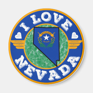 I Kärlek Nevada-staten Karta och Flagga Magnet