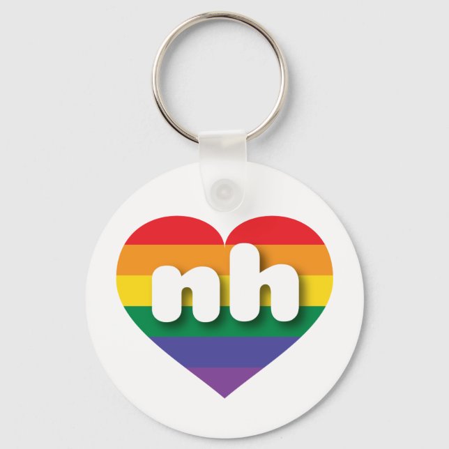 I kärlek New Hampshire Gay pride Rainbow Heart Nyckelring (Framsida)