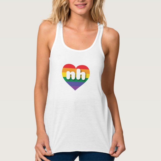 I Kärlek New Hampshire Rainbow Heart Linne Med Racerback (Framsida)