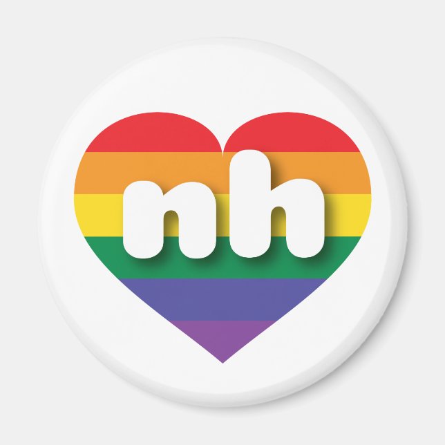 I Kärlek New Hampshire Rainbow Heart Magnet (Framsidan)