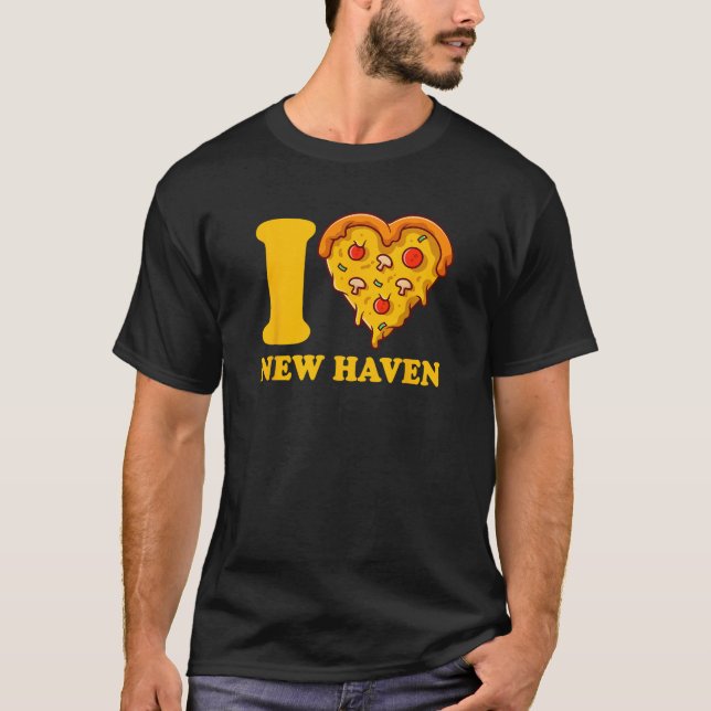 I Kärlek New Haven Connecticut Pizza... T Shirt (Framsida)