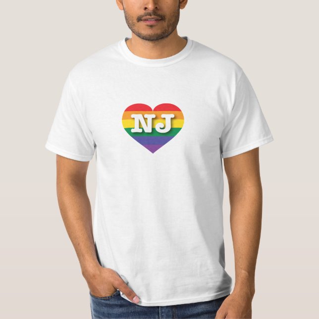 I Kärlek New jersey Rainbow Heart Tee Shirt (Framsida)