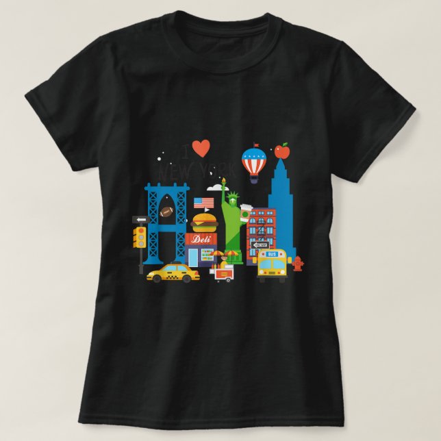 I kärlek New York City NY Icons Souvenir Gift T Shirt (Design framsida)