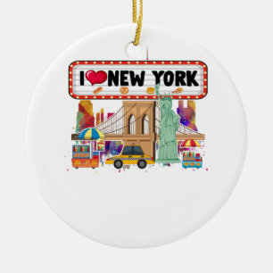 I Kärlek New York City NY Icons Souvenir Statue of Julgransprydnad Keramik