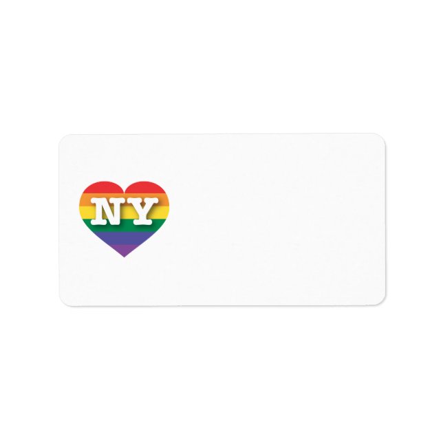 I kärlek New York Gay pride Rainbow Heart Adressetikett (Framsidan)