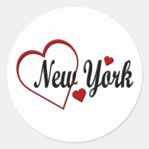 I Kärlek New York Hearts Runt Klistermärke