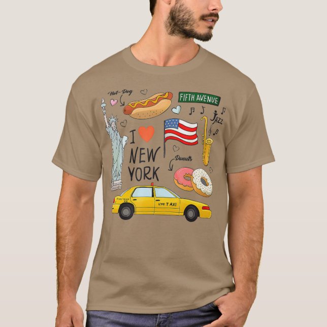 I Kärlek New York NY Icons Tourist Inspired Gift T Shirt (Framsida)
