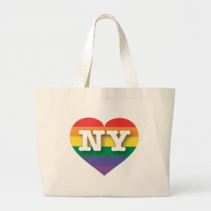 I Kärlek New York Rainbow Heart Jumbo Tygkasse