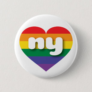 I Kärlek New York Rainbow Heart Knapp