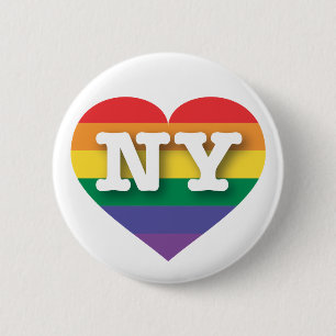 I Kärlek New York Rainbow Heart Knapp