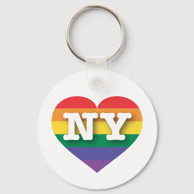 I Kärlek New York Rainbow Heart Nyckelring (Framsida)