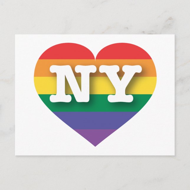 I Kärlek New York Rainbow Heart Vykort (Framsida)