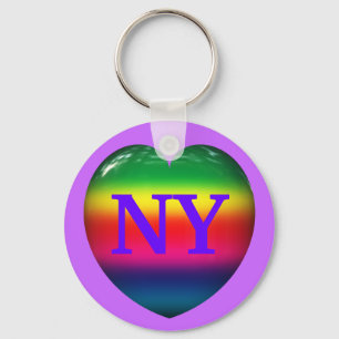 I Kärlek New York Rainbow Hjärtnyckelring Nyckelring