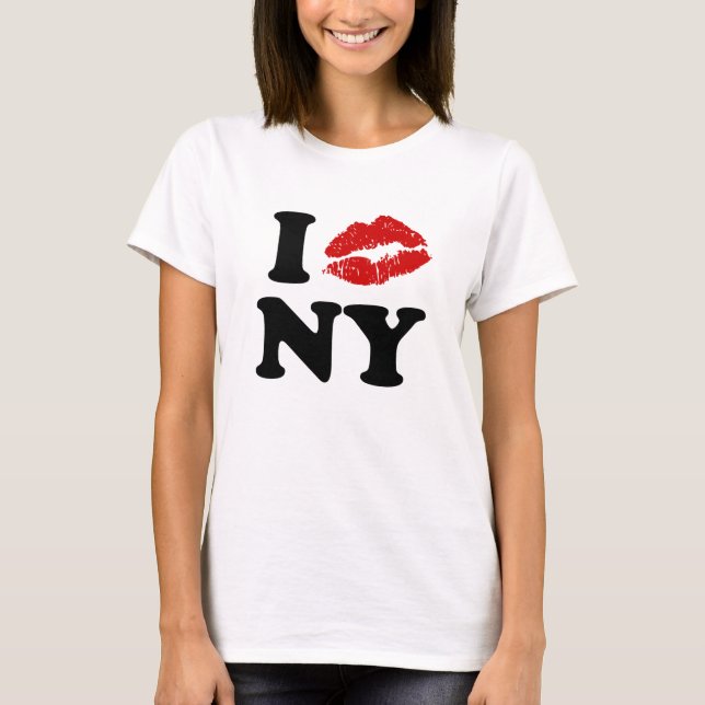 I Kärlek New York | Red Lipstick Kissing Läppar xx T Shirt (Framsida)