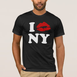 I Kärlek New York | Red Lipstick Kissing Läppar xx Tee Shirt