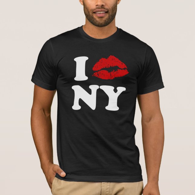 I Kärlek New York | Red Lipstick Kissing Läppar xx Tee Shirt (Framsida)