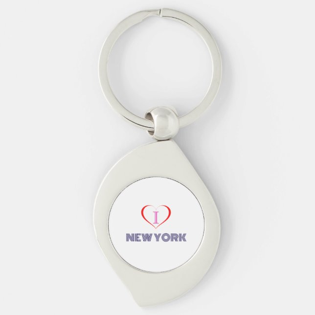 I Kärlek New York Swirl Silverfärgad Nyckelring (Framsidan)