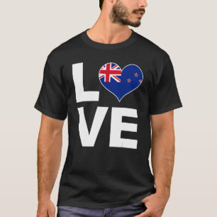 I Kärlek New Zealand Heart Flagga Nya Zeeland T Shirt