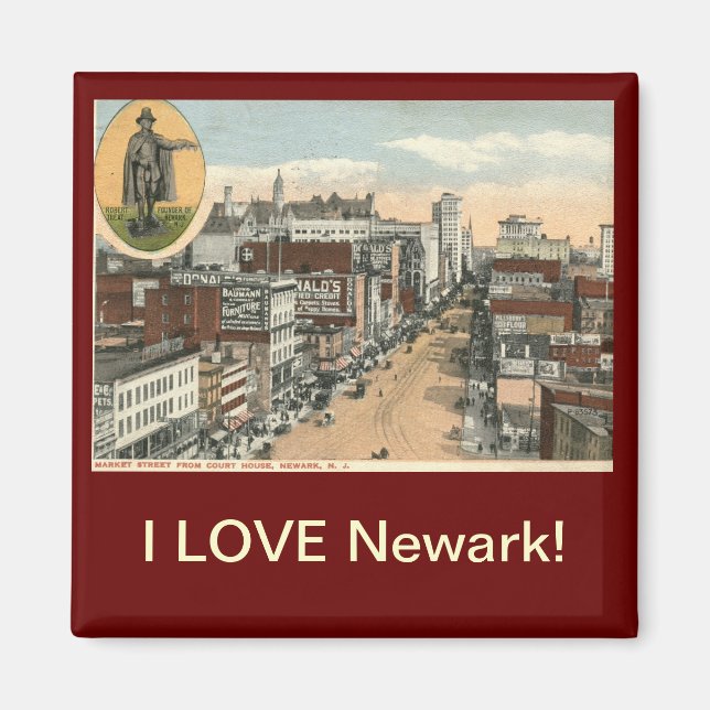 I KÄRLEK Newark NJ Vintage Magnet (Framsidan)