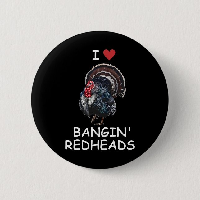 I Kärlek Ngin Red Head Turkey Hunting Funny Knapp (Framsida)