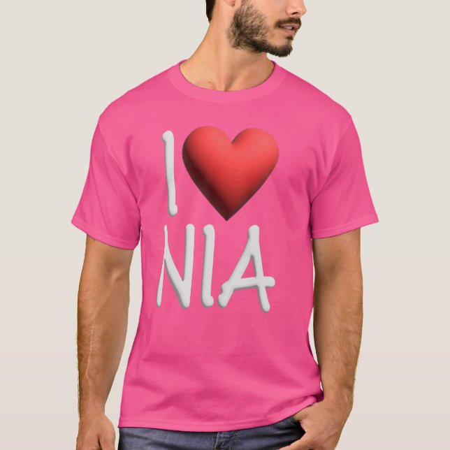 I Kärlek Nia Namn Personlig Girl Woman Friend Hea T Shirt (Framsida)