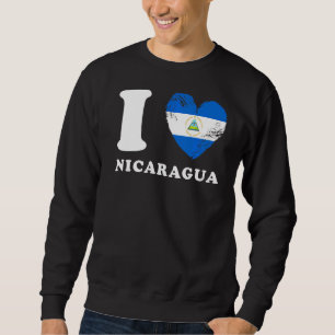 I Kärlek Nicaragua Heart Flagga Nicaragua Lång Ärmad Tröja