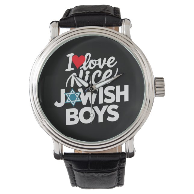 I Kärlek Nice Jewish Boys Judar Hebrews Hanukkah Armbandsur (Framsida)