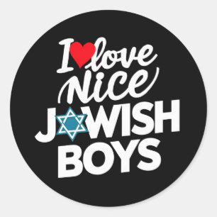 I Kärlek Nice Jewish Boys Judar Hebrews Hanukkah Runt Klistermärke