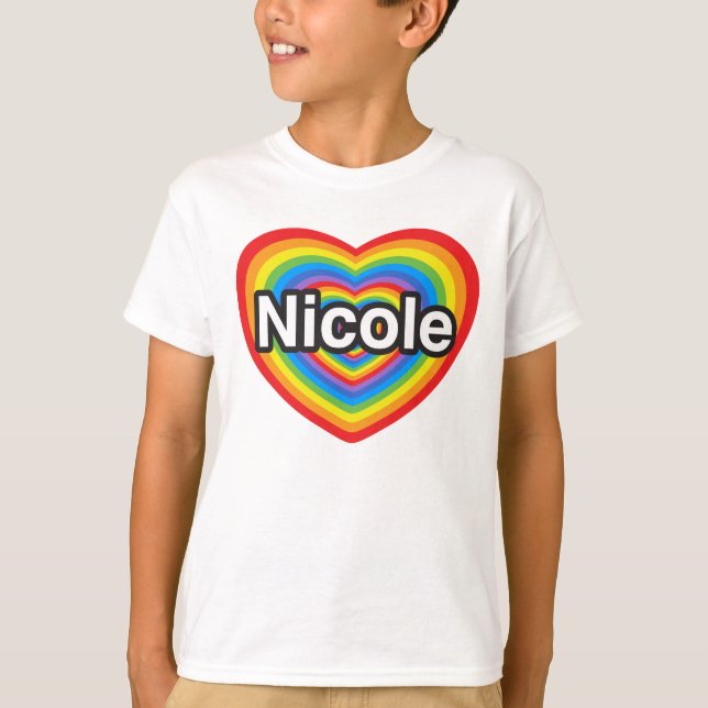 I kärlek Nicole. Jag kärlek dig Nicole. Hjärta Tee Shirt (Framsida)