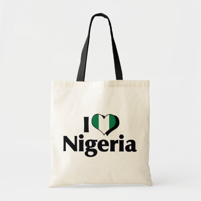 I Kärlek Nigeria Flagga Tygkasse (Framsidan)