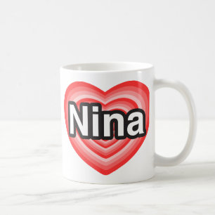 I kärlek Nina. Jag kärlek du Nina. Hjärta Kaffemugg