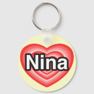 I kärlek Nina. Jag kärlek du Nina. Hjärta Nyckelring