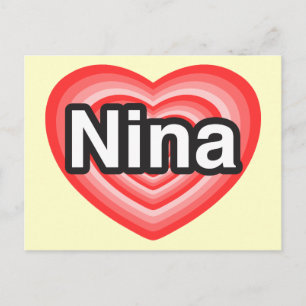 I kärlek Nina. Jag kärlek du Nina. Hjärta Vykort