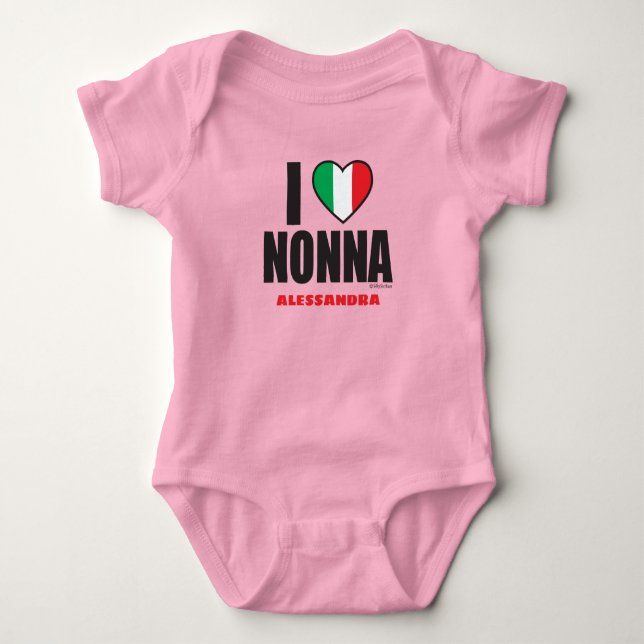 I KÄRLEK NONNA personlig Rosa Baby Bodykostym T Shirt (Framsida)