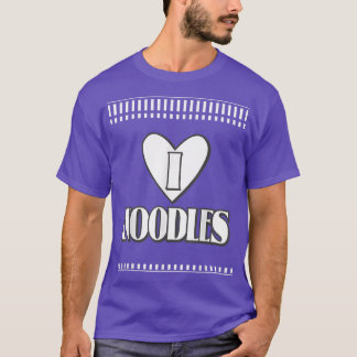 I kärlek Noodles Kawaii Instant Ramen Black and Wh T Shirt