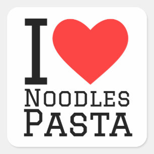 I kärlek noodles pasta fyrkantigt klistermärke