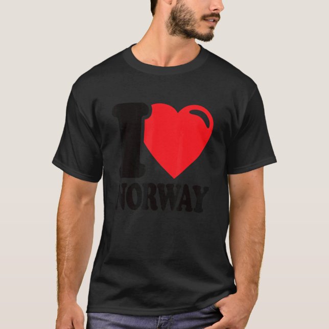 I Kärlek Norge Homeland Norska Flagga 1 T Shirt (Framsida)