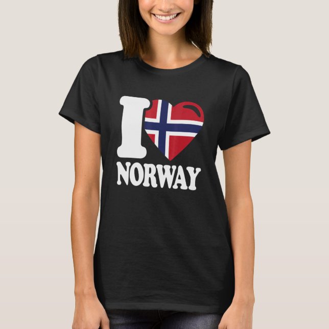 I Kärlek Norge Homeland Norska Norgen T Shirt (Framsida)