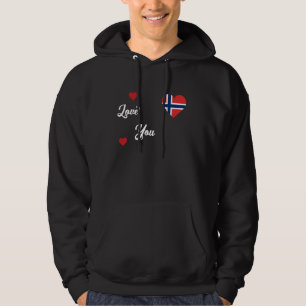 I Kärlek Norge med norsk Flagga i hjärtat Hoodie
