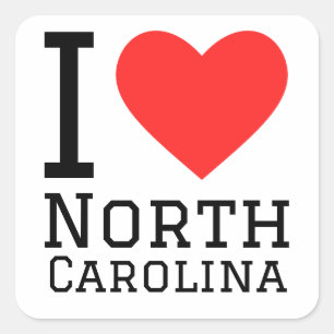 I kärlek North Carolina Fyrkantigt Klistermärke