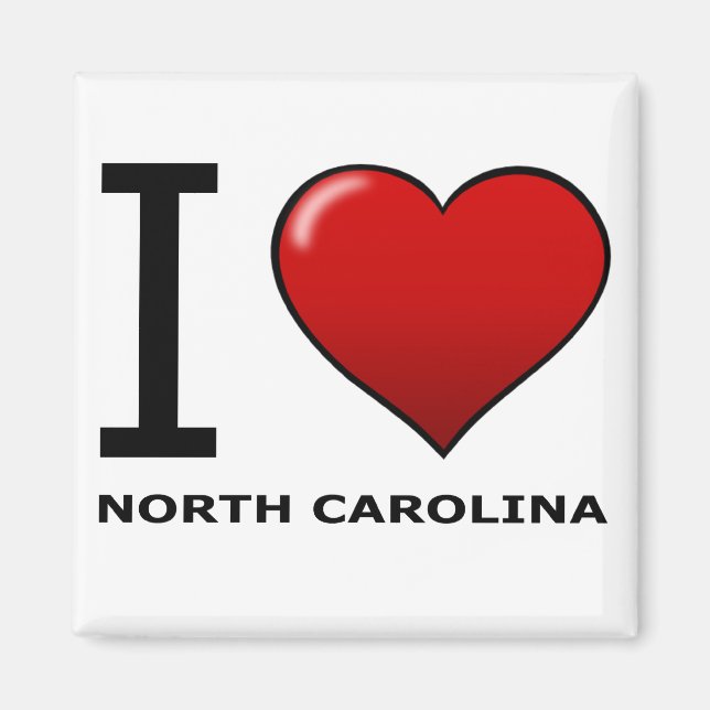 I KÄRLEK NORTH CAROLINA MAGNET (Framsidan)