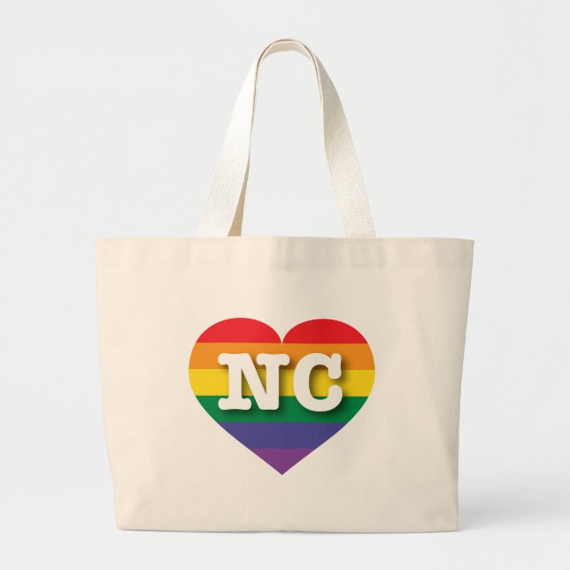 I Kärlek North Carolina Rainbow Heart Jumbo Tygkasse (Framsidan)